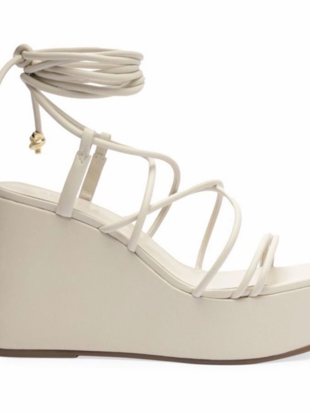SCHUTZ Cream Strappy Lace-Up Platform Wedge Sandals